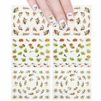 Wrapables Self-Adhesive Nail Stickers, Lotus, Ginkgo Leaves, Cherry Blossoms & Koi (6 sheets)