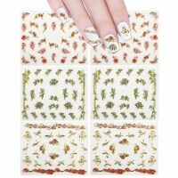 Wrapables Self-Adhesive Nail Stickers, Asian Inspired Cherry Blossoms, Bamboos & Cranes (3pk)