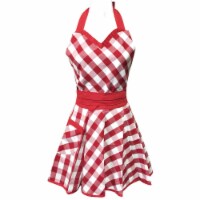 Wrapables Adjustable Flirty Hostess Apron, Red Polka Dots, Red Gingham