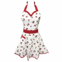 Wrapables Adjustable Flirty Hostess Apron, Red Polka Dots, Sweet Cherries