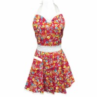 Wrapables Adjustable Flirty Hostess Apron, Red Polka Dots, Vibrant Spring Red