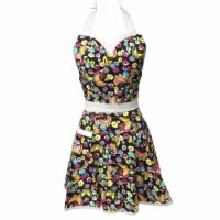 Wrapables Adjustable Flirty Hostess Apron, Red Polka Dots, Vibrant Spring Black