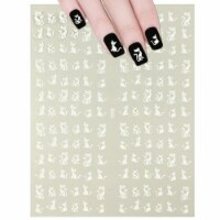 Wrapables Self-Adhesive Nail Art Stickers 3D Nail Decals, White Cats (156 nail stickers)