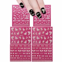 Wrapables Self-Adhesive Nail Stickers 3D Nail Decals - Bows, Hearts & Flowers (6 sheets)