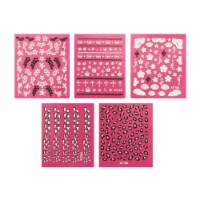 Wrapables Leopard Print, Floral, Crowns and Crosses Nail Art Self-Adhesive Stickers Set of 5