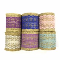 Wrapables Hessian Burlap with Lace Ribbon, Pink/Lavender/Purple/Sky Blue/Blue/White