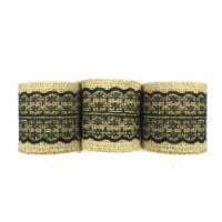 Wrapables Hessian Burlap with Lace Ribbon, Black