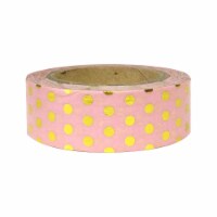 Wrapables Washi Masking Tape, Gold Dots on Pink