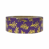 Wrapables Washi Masking Tape, Metallic Sprig on Purple