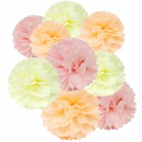 Wrapables Set of 18 Tissue Pom Pom Party Decorations, Peach/Ivory/Light Pink