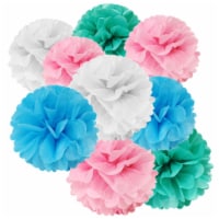 Wrapables Set of 12 Tissue Pom Pom Party Decorations, Blue/Pink/Aqua/White