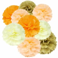 Wrapables Set of 12 Tissue Pom Pom Party Decorations, Peach/Orange/Tan/Ivory