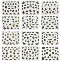 Wrapables 12 Sheets Black Flower with Gold Trim Nail Stickers Nail Art