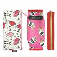 Wrapables Trendy Food Pencil Case and Stationery Pouches (Set of 3), Red