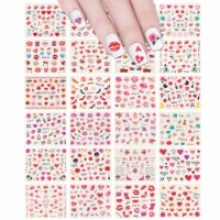 Wrapables Valentine's Day Water Transfer Nail Decals, 24 sheets (Hearts & Blossoms)