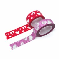 Wrapables Valentine Hearts 10M L x 15mm W Set of 2 Washi Masking Tape, Red and Pink Passion