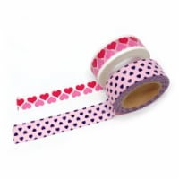 Wrapables Valentine Hearts 10M L x 15mm W Set of 2 Washi Masking Tape, Cutie Hearts