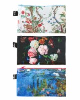 LOQI Museum Chinese Décor, Sunflowers, Water Lilies Zip Pockets (Set of 3)