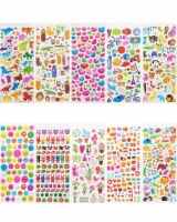 Wrapables 3D Puffy Stickers for Scrapbooking, (10 Sheets) Dinos Animals Hearts Food Smileys