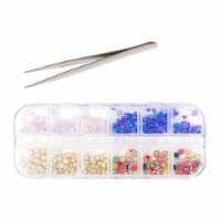 Wrapables Dazzling Nail Art Rhinestones Nail Manicure with Plastic Case, Ivory & Aquamarine
