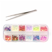 Wrapables Dazzling Nail Art Rhinestones Nail Manicure with Plastic Case, Shimmery Leaves
