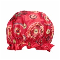 Wrapables Reusable Women's Waterproof Shower Caps for Long Hair, Red Circle