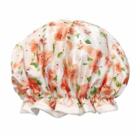 Wrapables Reusable Women's Waterproof Shower Caps for Long Hair, Peach Floral