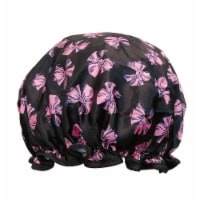 Wrapables Reusable Women's Waterproof Shower Caps for Long Hair, Pink Bows