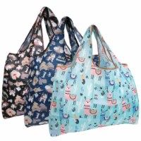 Wrapables Large Nylon Reusable Shopping Bags (Set of 3), Farm Fun