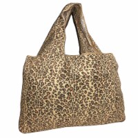 Wrapables Large Nylon Reusable Shopping Bag, Leopard Print