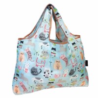 Wrapables Large Nylon Reusable Shopping Bag, Cool Cats