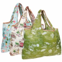 Wrapables Large Nylon Reusable Shopping Bags (Set of 3), Destination Places
