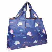 Wrapables Large Nylon Reusable Shopping Bag, Unicorns & Rainbows