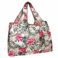 Wrapables Large Nylon Reusable Shopping Bag, Tropica Pink Floral