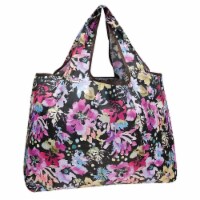 Wrapables Large Nylon Reusable Shopping Bag, Violet Flowers