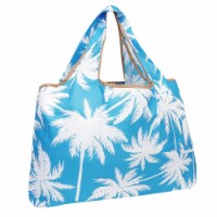 Wrapables Large Nylon Reusable Shopping Bag, Palm Trees in Blue