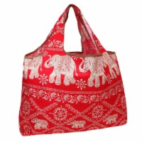Wrapables Large Nylon Reusable Shopping Bag, Regal Elephants