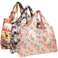 Wrapables Large Nylon Reusable Shopping Bags (Set of 3), Cuddly Critters