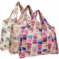 Wrapables Large Nylon Reusable Shopping Bags (Set of 3), European Delights