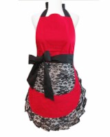 Wrapables Classic Vintage Apron, Stylish Cooking Apron, Red Hot Lace