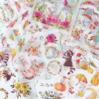 Wrapables Washi Scrapbooking Stickers Box Set, Peach Floral