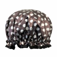 Wrapables Reusable Women's Waterproof Shower Caps for Long Hair, Smoky Dots
