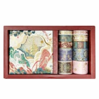 Wrapables Decorative Gold Foil Washi Tape and Sticker Set (10 Rolls & 10 Sheets), Burgundy