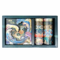 Wrapables Decorative Gold Foil Washi Tape and Sticker Set (10 Rolls & 10 Sheets), Green