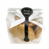 Wrapables Translucent Candy and Cookie Bags with Labels (100pcs), (Ribbon) Handmade Perspective: Main