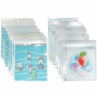 Wrapables Transparent Self-Adhesive 4  x 4  Candy and Cookie Bags, (200pcs), Bunnies