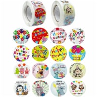 Wrapables 1 Inch Reward, Birthday, Thank You Stickers (1000pcs), Happy Birthday