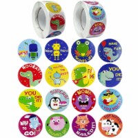 Wrapables 1 Inch Reward, Birthday, Thank You Stickers (1000pcs), Dinos & Animals