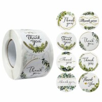 Wrapables 1.5  / 2  Thank You Stickers Roll for Boxes & Bags (500pcs), Greenery - 1.5