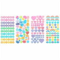 Wrapables Deco Stickers for Scrapbooking, 4 Sheets, Glitter Hearts, Jelly Beans, Letters
